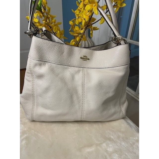 Vintage Coach Lexi Pebble Leather Shoulder Bag In White W/ A, Women's