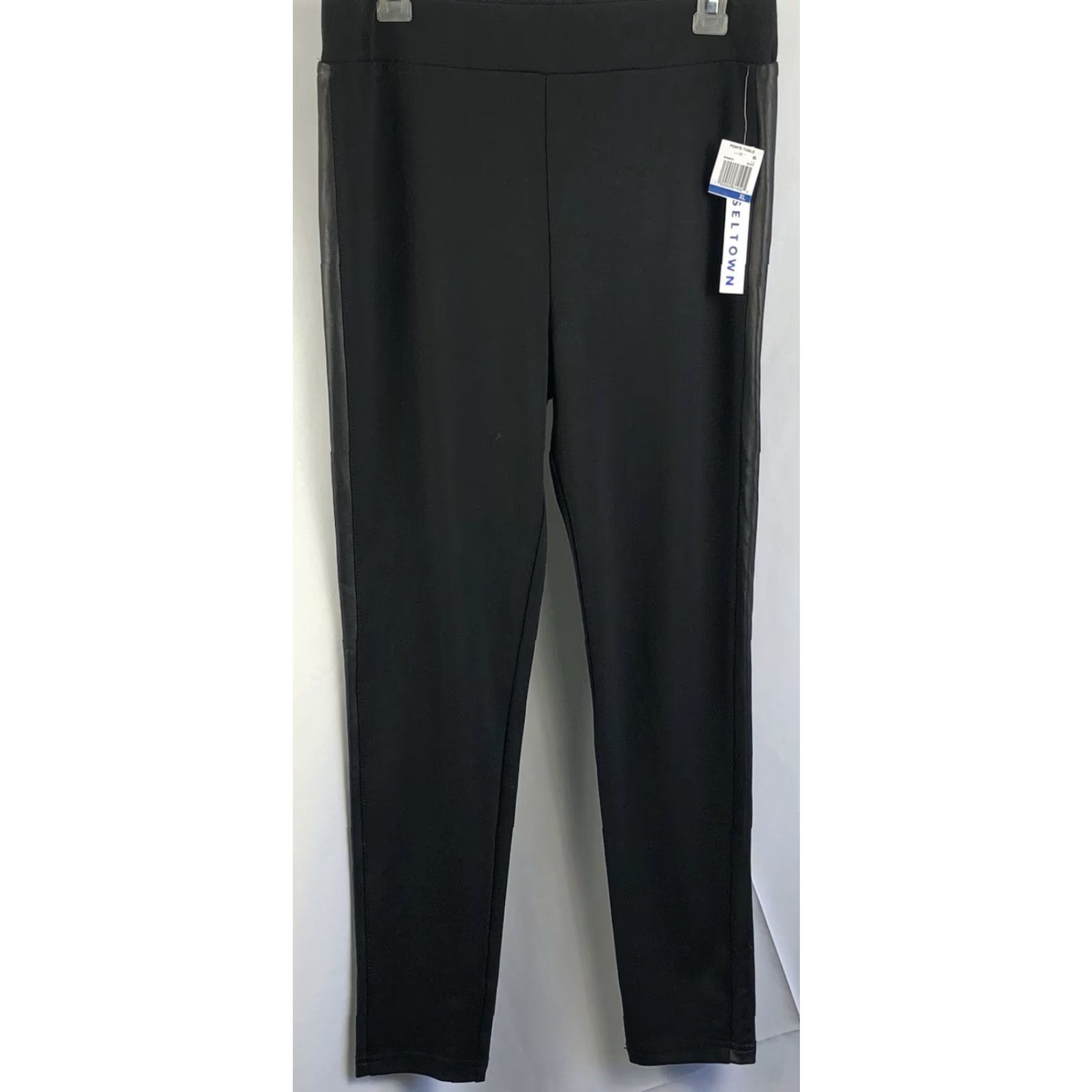 Vintage Tinseltown Pants NWT XL Cropped Ponte Knit 30"W 26" Inseam Black Faux Leather Trim Size 40" / US 18 - 4 Thumbnail