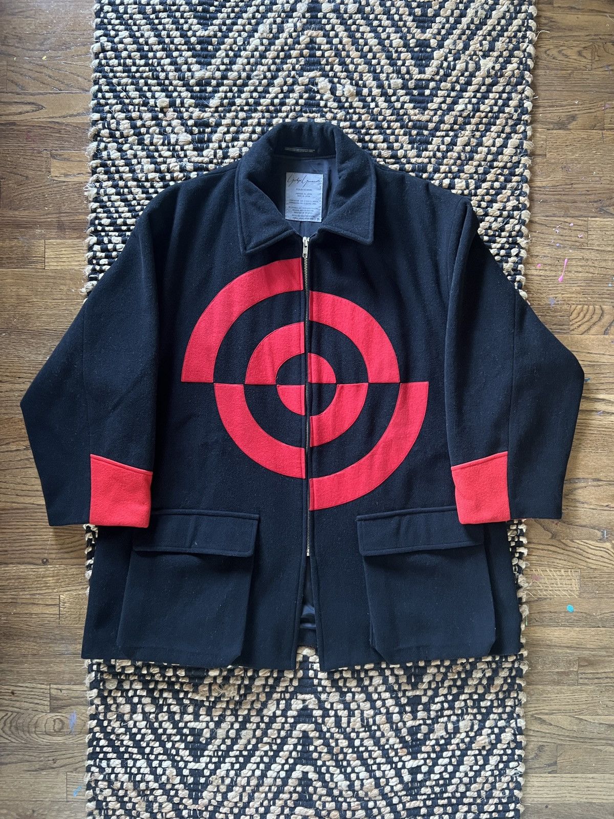 Yohji Yamamoto Yohji Yamamoto AW90 “Bullseye” Patch Red/Black Wool Coat Size US M / EU 48-50 / 2 - 1 Thumbnail