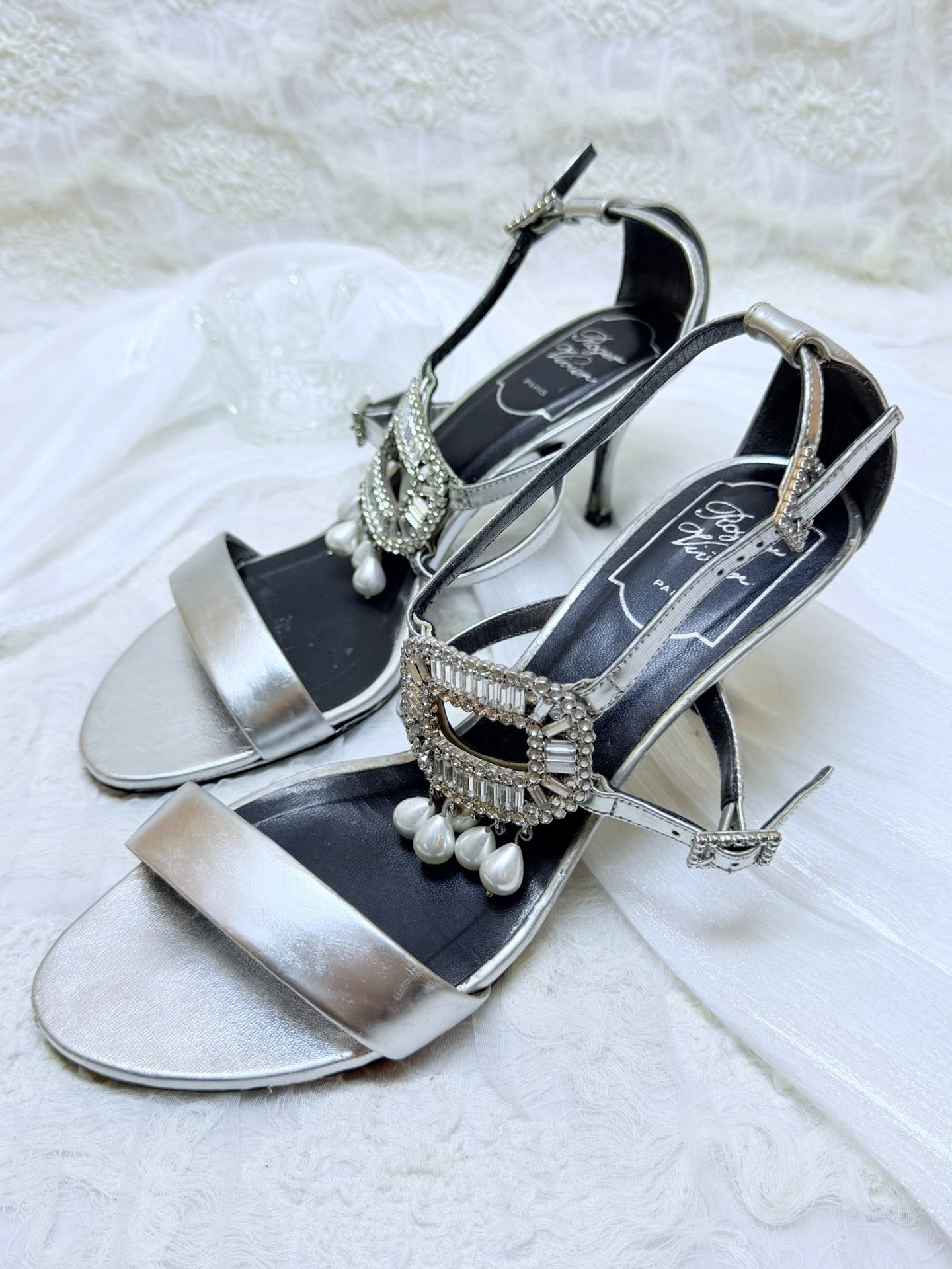 Roger Vivier Roger Vivier Retro Silver Sandals us_6-5 Women Size US 6.5 / IT 36.5 - 1 Thumbnail