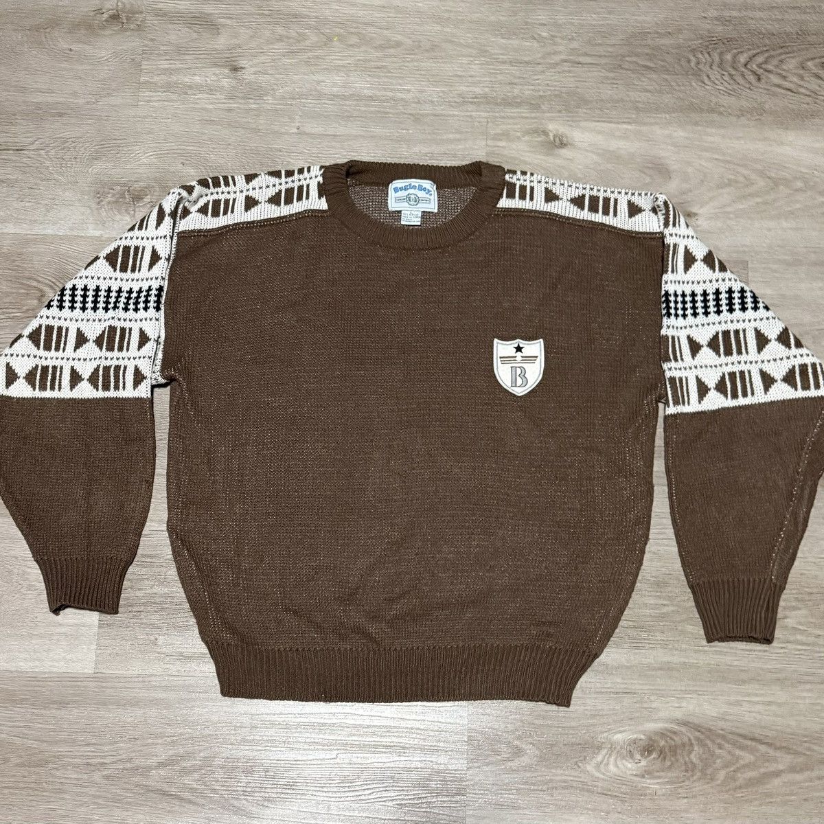 Bugle Boy Vintage Bugle Boy Knit Sweater Geometric Pattern Sleeves L Size US L / EU 52-54 / 3 - 1 Thumbnail