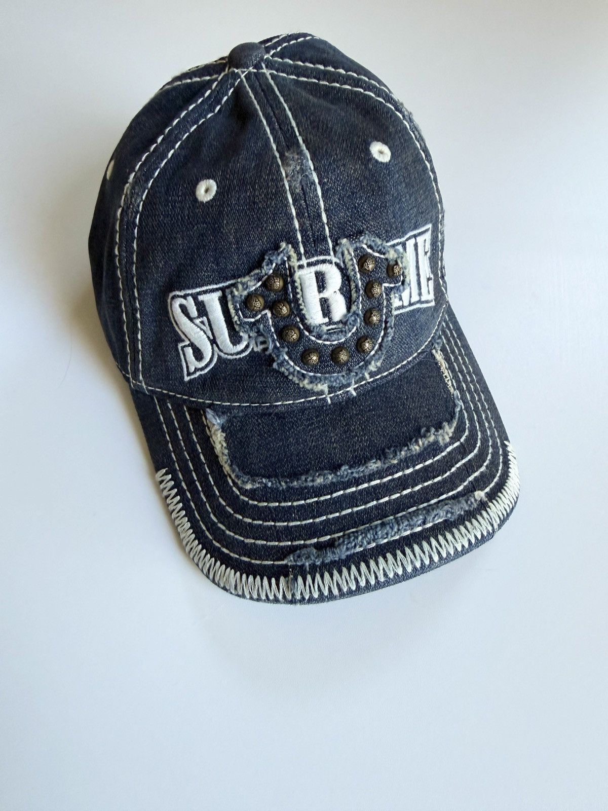 Supreme × Vintage New Supreme Connect Logo 6 Panel Cap Light Blue