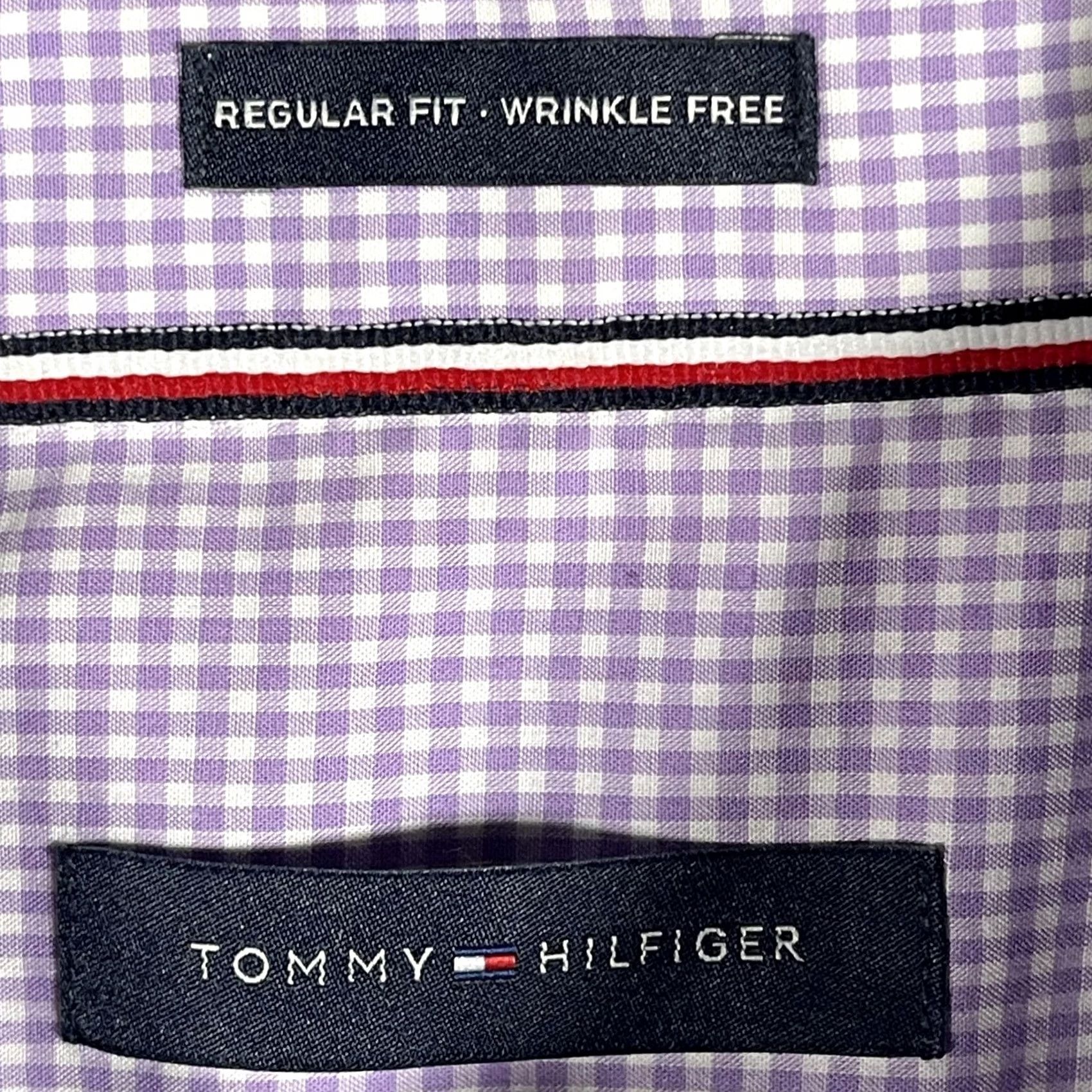 Tommy Hilfiger Tommy Hilfiger Shirt Mens 2XL Purple Gingham Dress Button Down Wrinkle Free Size 48R - 7 Thumbnail