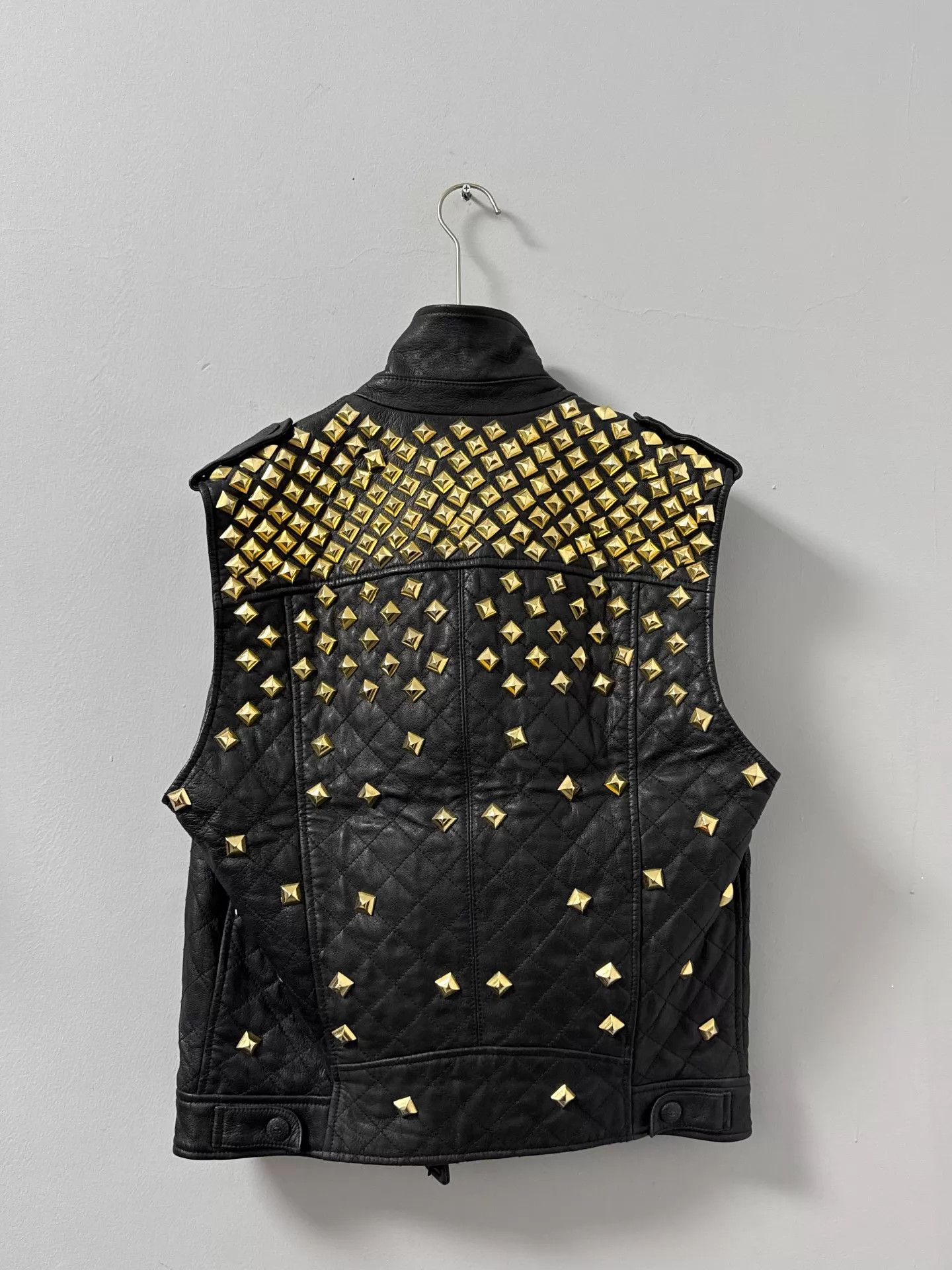 Just Cavalli Just Cavalli Studded Quilted Biker Leather Vest Size US M / EU 48-50 / 2 - 2 Thumbnail
