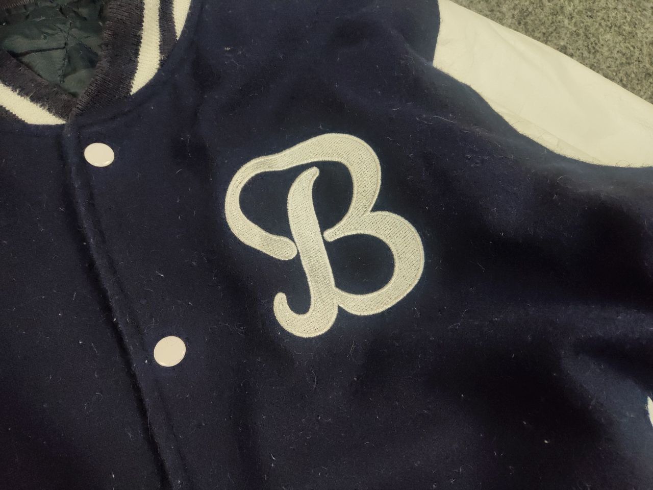 Vintage Vintage 90's Varsity Letterman Dark Blue Wool Bomber Jacket Size US M / EU 48-50 / 2 - 8 Thumbnail