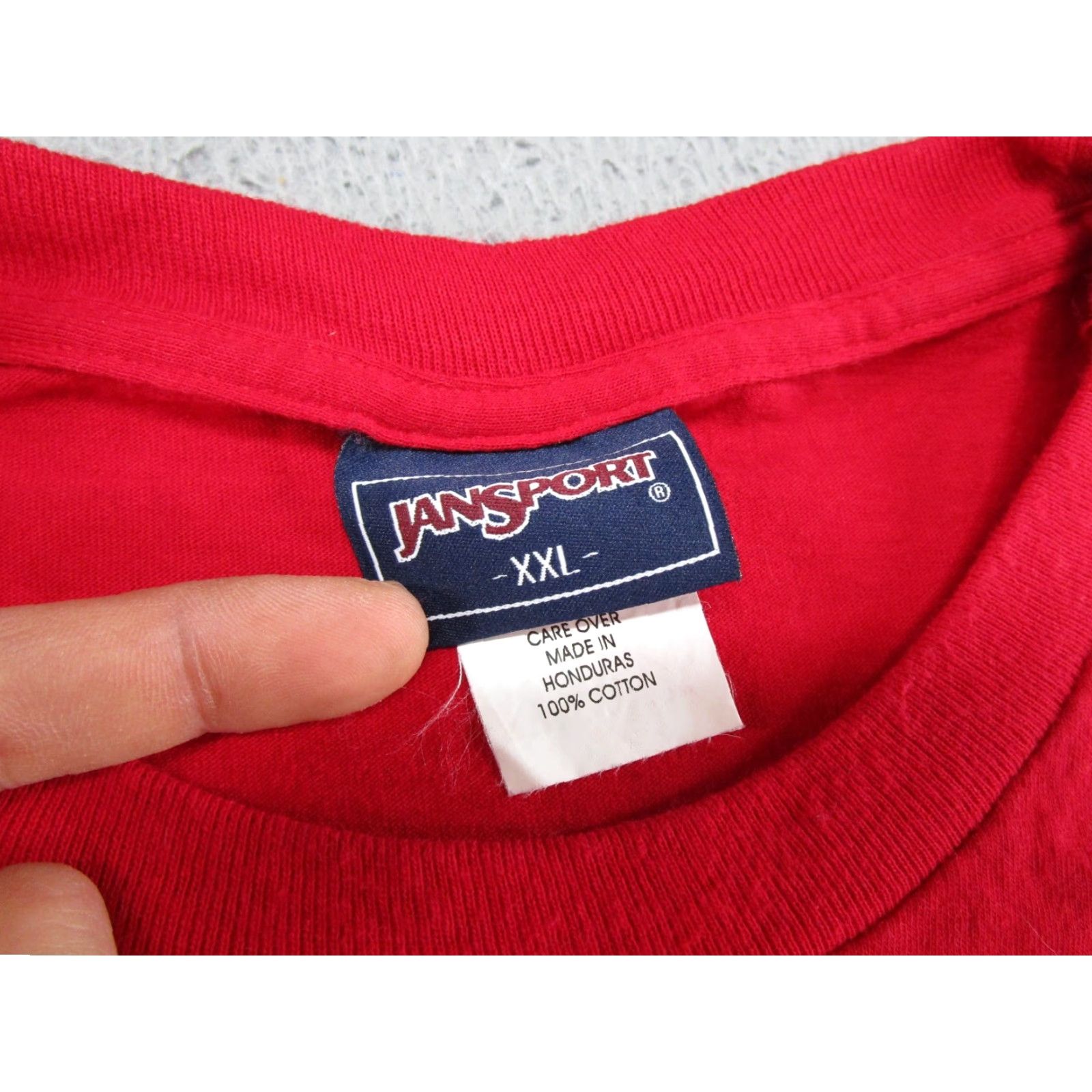 Jansport VINTAGE Wisconsin Badgers Double Sided Spell Out Graphic T-Shirt Mens 2XL Red Cotton Crew Neck Short Sleeve JanSport Size US XXL / EU 58 / 5 - 4 Thumbnail