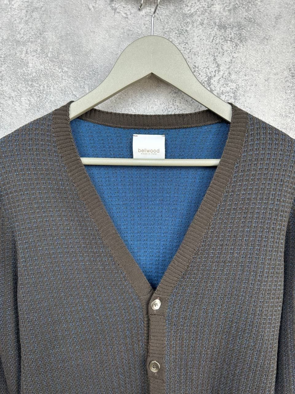 Bellwood Bellwood V-Neck Cardigan Wool Sweater Knit Brown Blue Italy Size US S / EU 44-46 / 1 - 4 Thumbnail