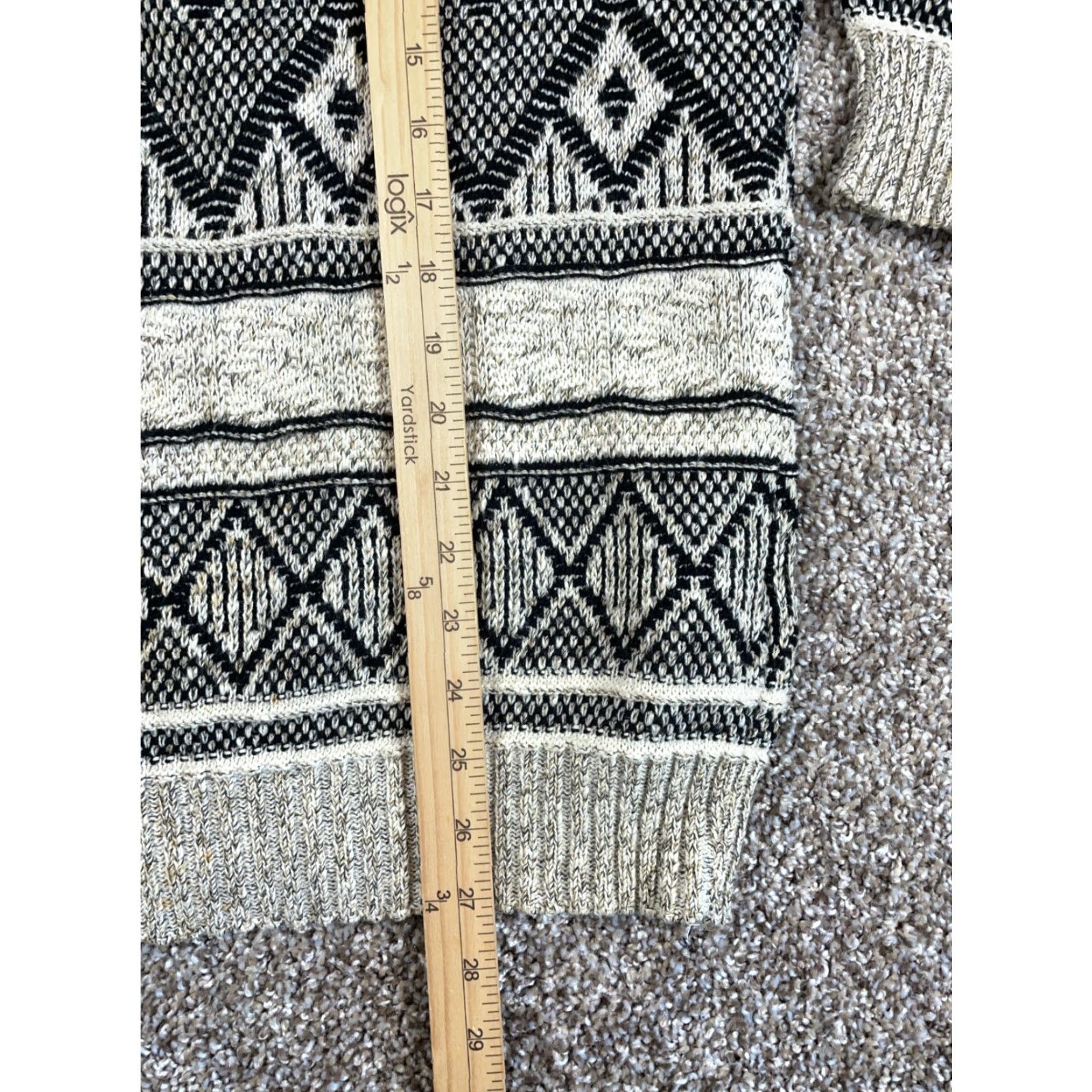 Vintage VTG Geometric Pattern Sweater Adult XL Beige Heavyweight Chunky Knit Cotton Blend Pullover Men 90s Casual Vintage Size US XL / EU 56 / 4 - 7 Thumbnail