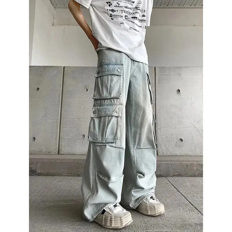 Japanese Brand Retro loose wide leg casual pocket jeans Size US 32 / EU 48 - 3 Thumbnail