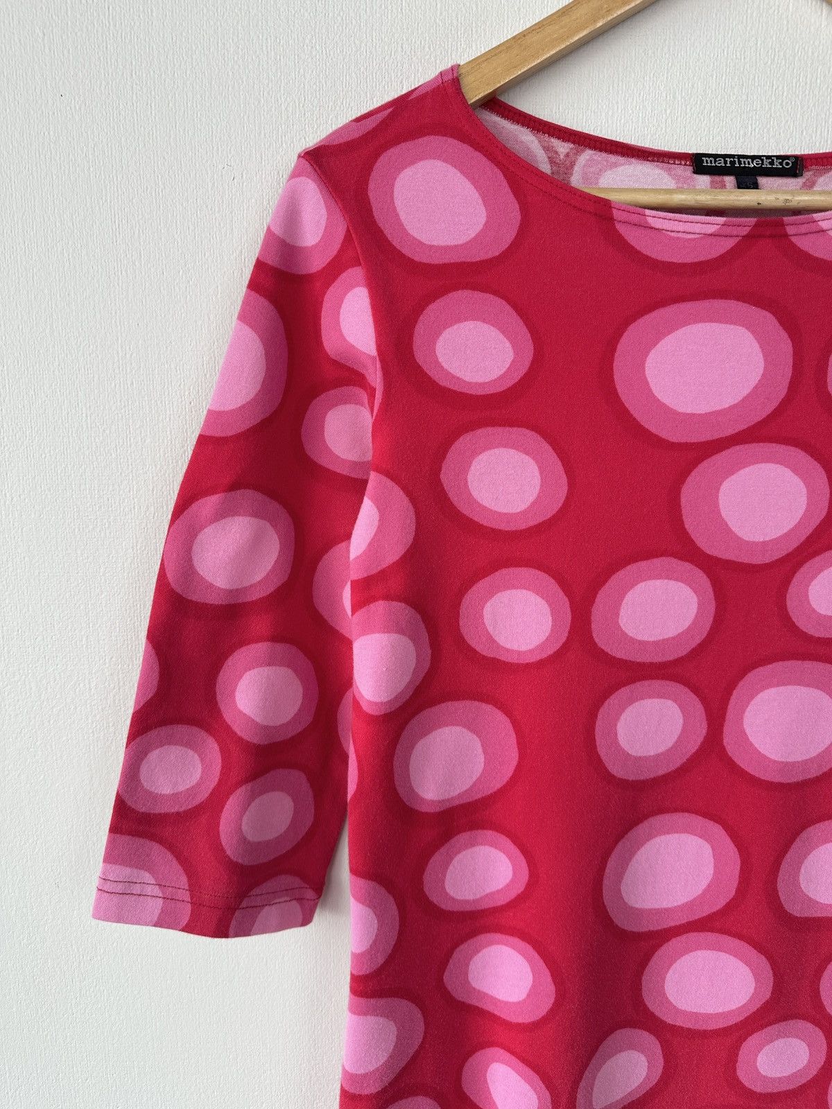 Marimekko MARIMEKKO Pink & Red Dot Cotton Jersey Top 3/4 Sleeve Size XS / US 0-2 / IT 36-38 - 4 Thumbnail