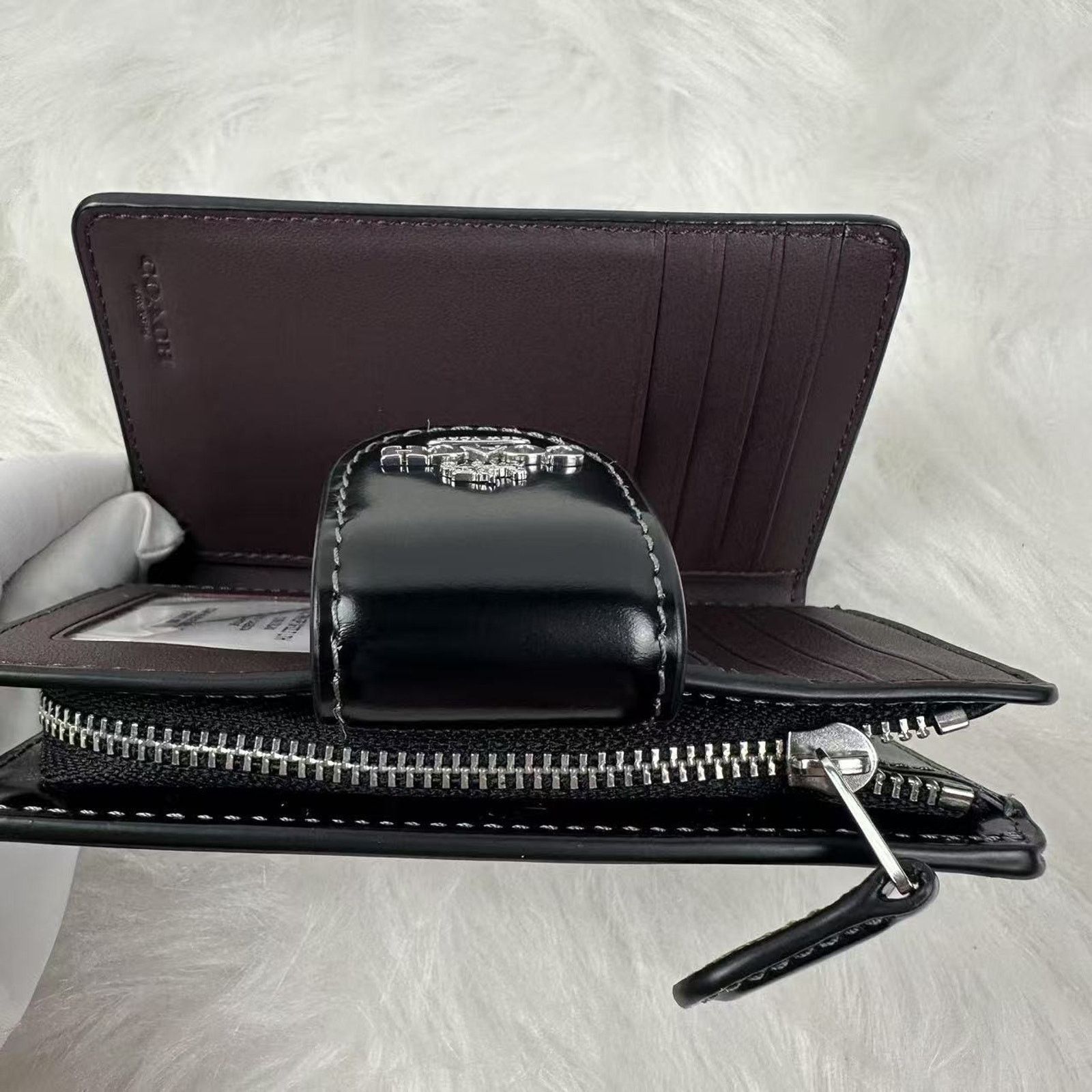 Coach Coach Medium Corner Zip Wallet Novelty Leather/Silver/Black Size ONE SIZE - 5 Thumbnail