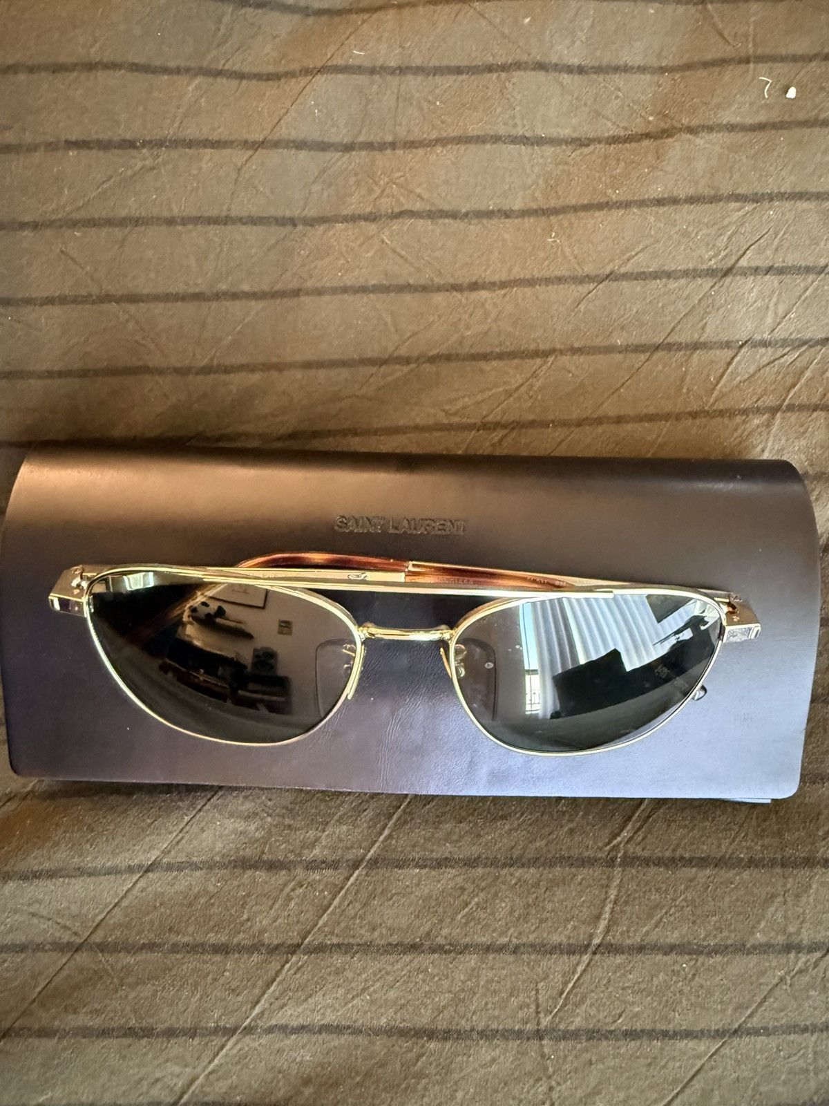 Saint Laurent Paris Saint Laurent Gold Glasses Size ONE SIZE - 1 Thumbnail