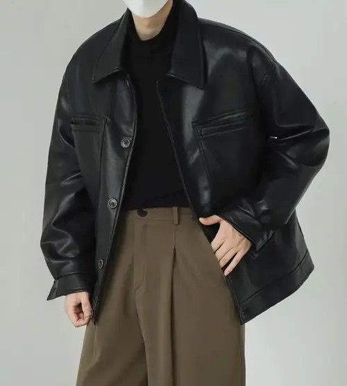 Japanese Brand Korean fashion retro faux leather jacket Size US XL / EU 56 / 4 - 8 Thumbnail