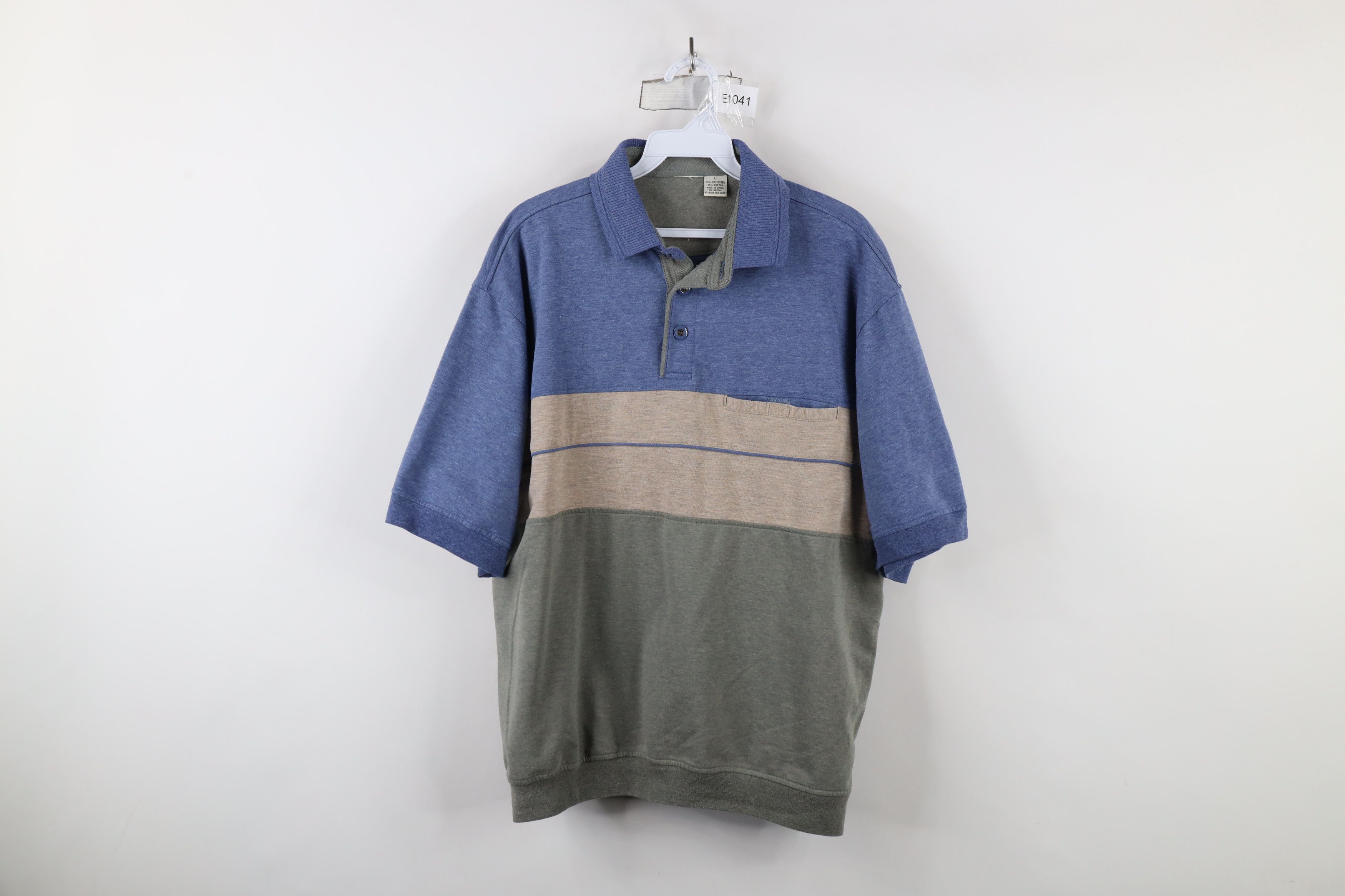 Vintage Vintage 90s Streetwear Block Collared Pullover Polo Shirt Size US L / EU 52-54 / 3 - 1 Thumbnail