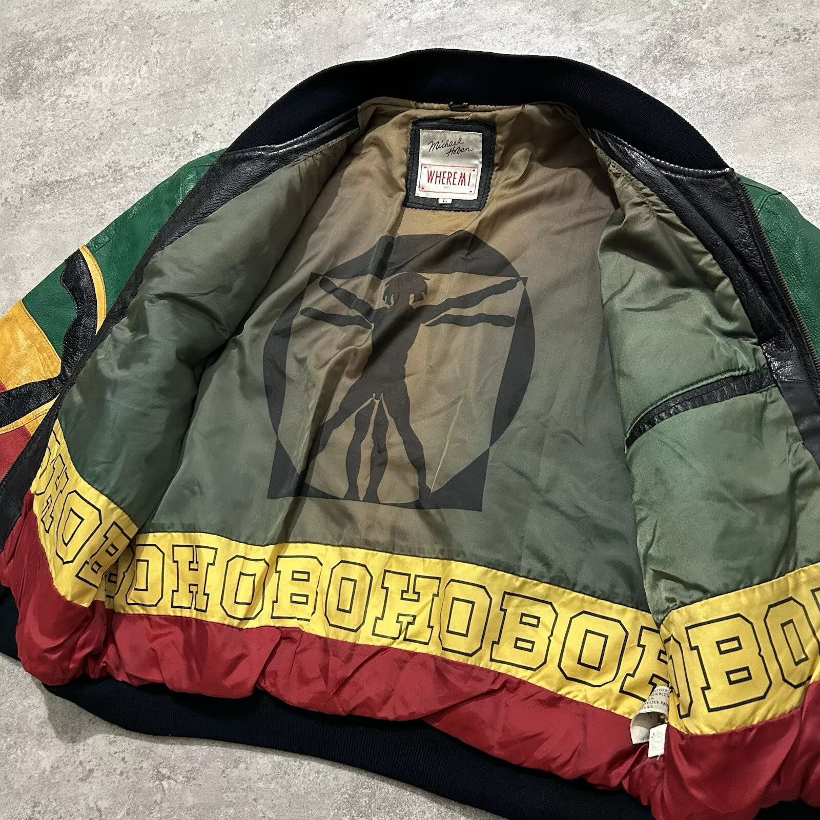 Vintage MICHAEL HOBAN RASTA ZION LEATHER BOMBER JACKET SIZE L Size US L / EU 52-54 / 3 - 3 Thumbnail