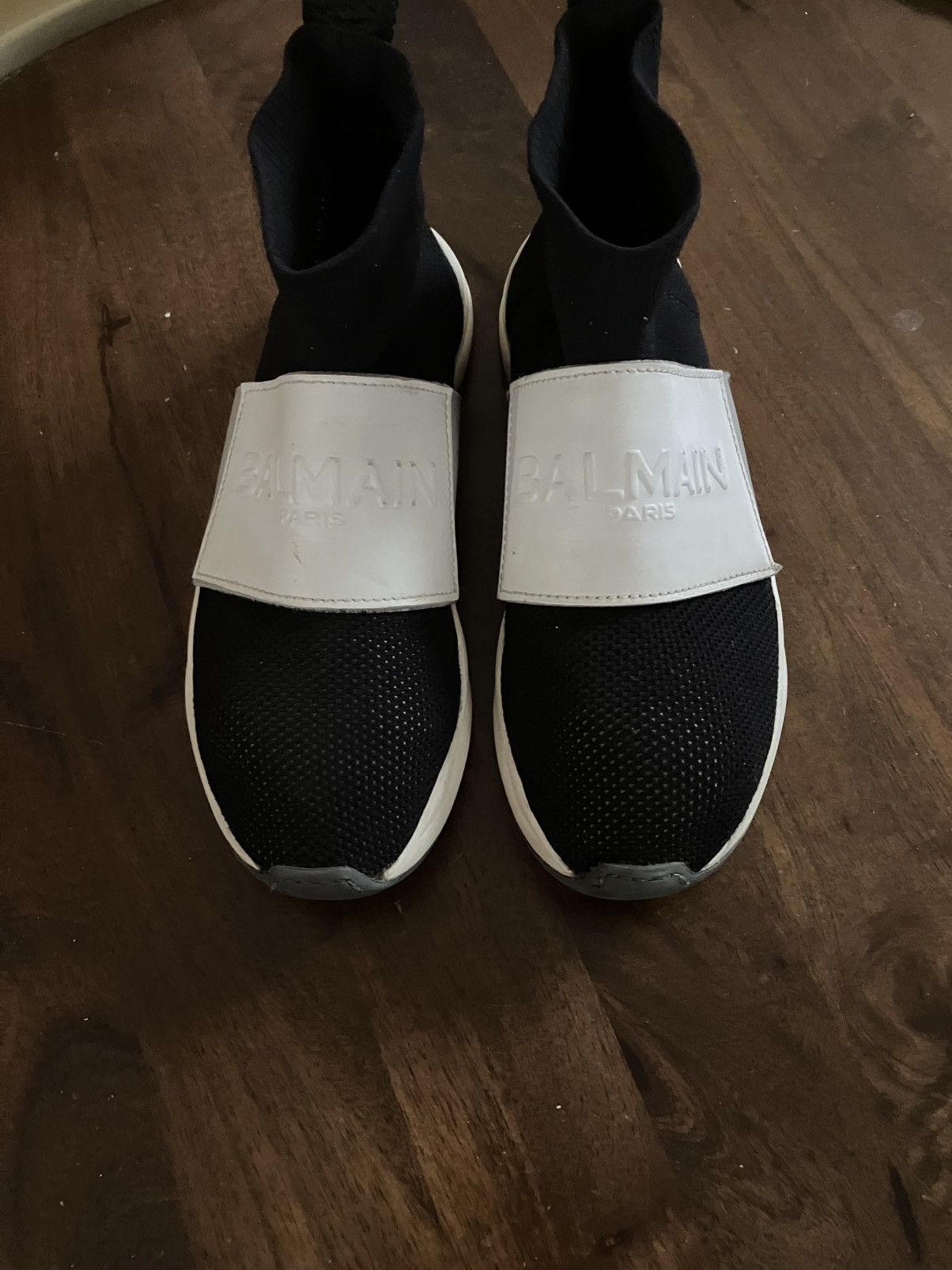 Balmain Balmain B-Trail Iconic Black White Sock High Top Sneakers Size US 6.5 / IT 36.5 - 1 Thumbnail