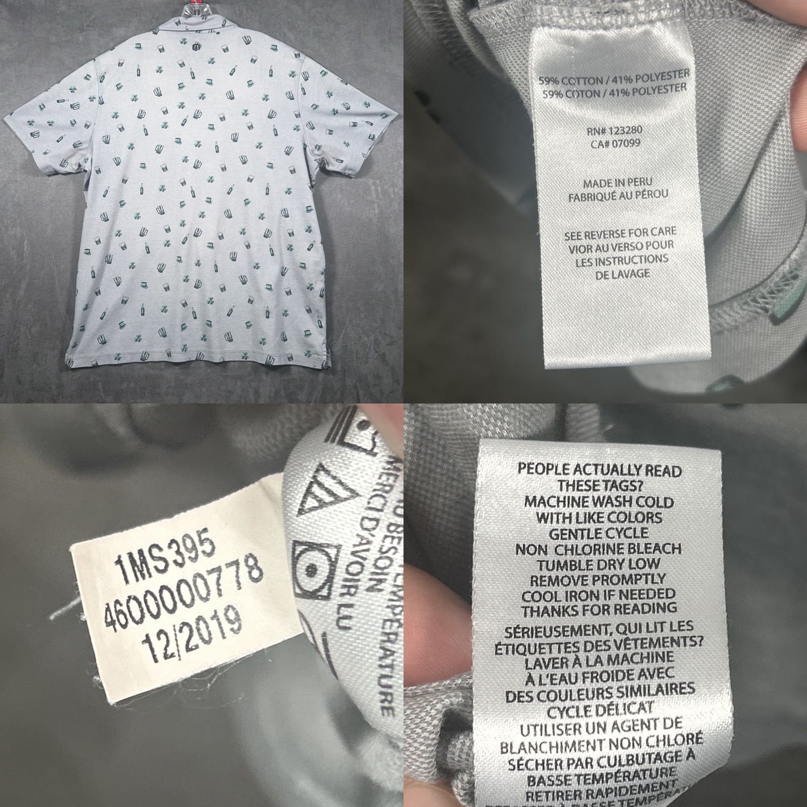 TravisMathew Travis Mathew Polo Men 2XL Gray Graphic Print Golf Performance Short Sleeve Shirt Size US XXL / EU 58 / 5 - 8 Thumbnail
