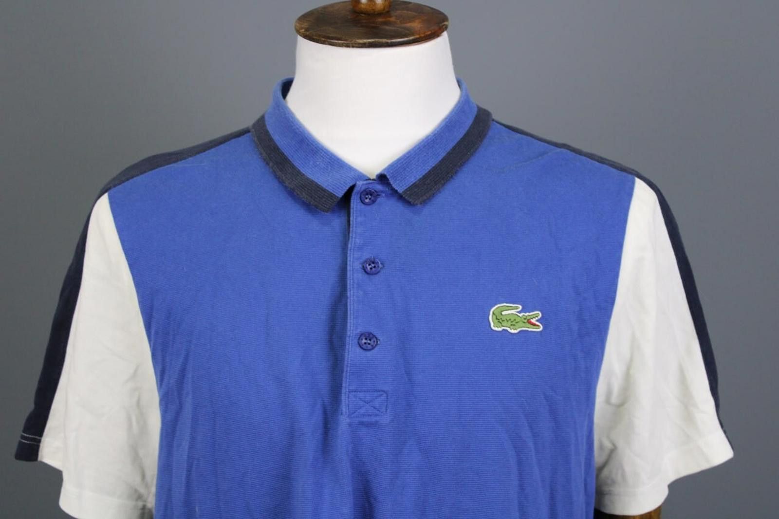 Lacoste Andy Roddick Blue Colorblock Polo Shirt Size 8 / 3XL