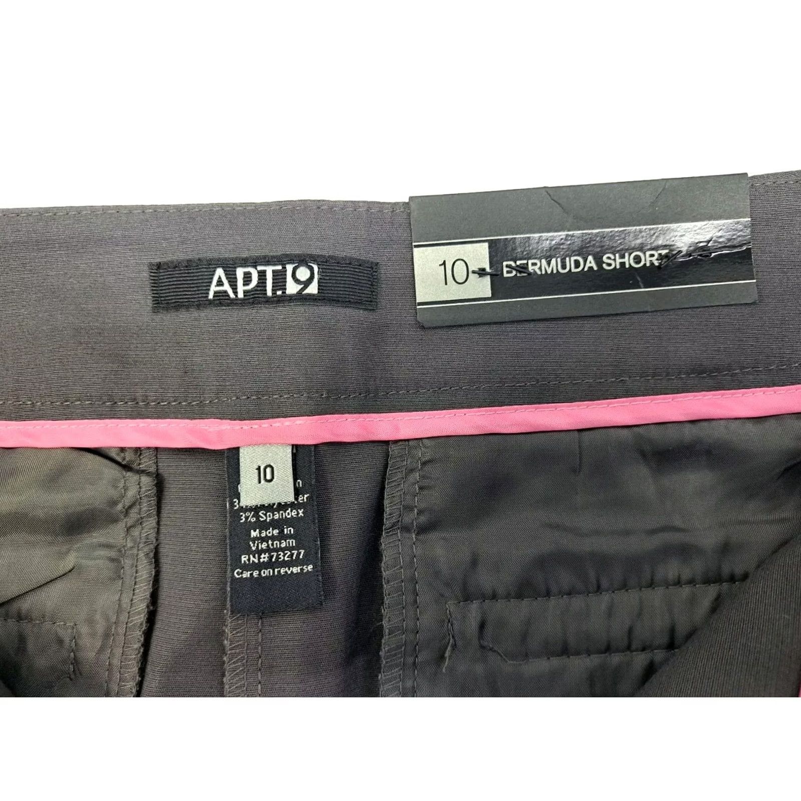 Apt. 9 NWT Apt. 9 Womens Bermuda Shorts Size 10 Brown Solid 10" Inseam Button Zipper Flat Front Straight Rise Mid-City Summer Casual Womens Size 32" / US 10 / IT 46 - 2 Thumbnail