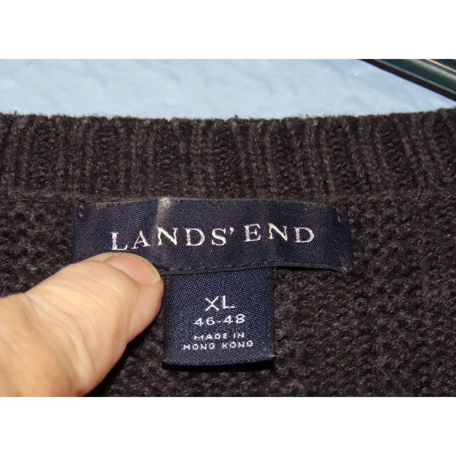 Lands' End Lands' End V-Neck Pullover Sweater Men XL Black Chunky Knit Knit Long Sleeve Casual 90s Retro Size US XL / EU 56 / 4 - 5 Thumbnail