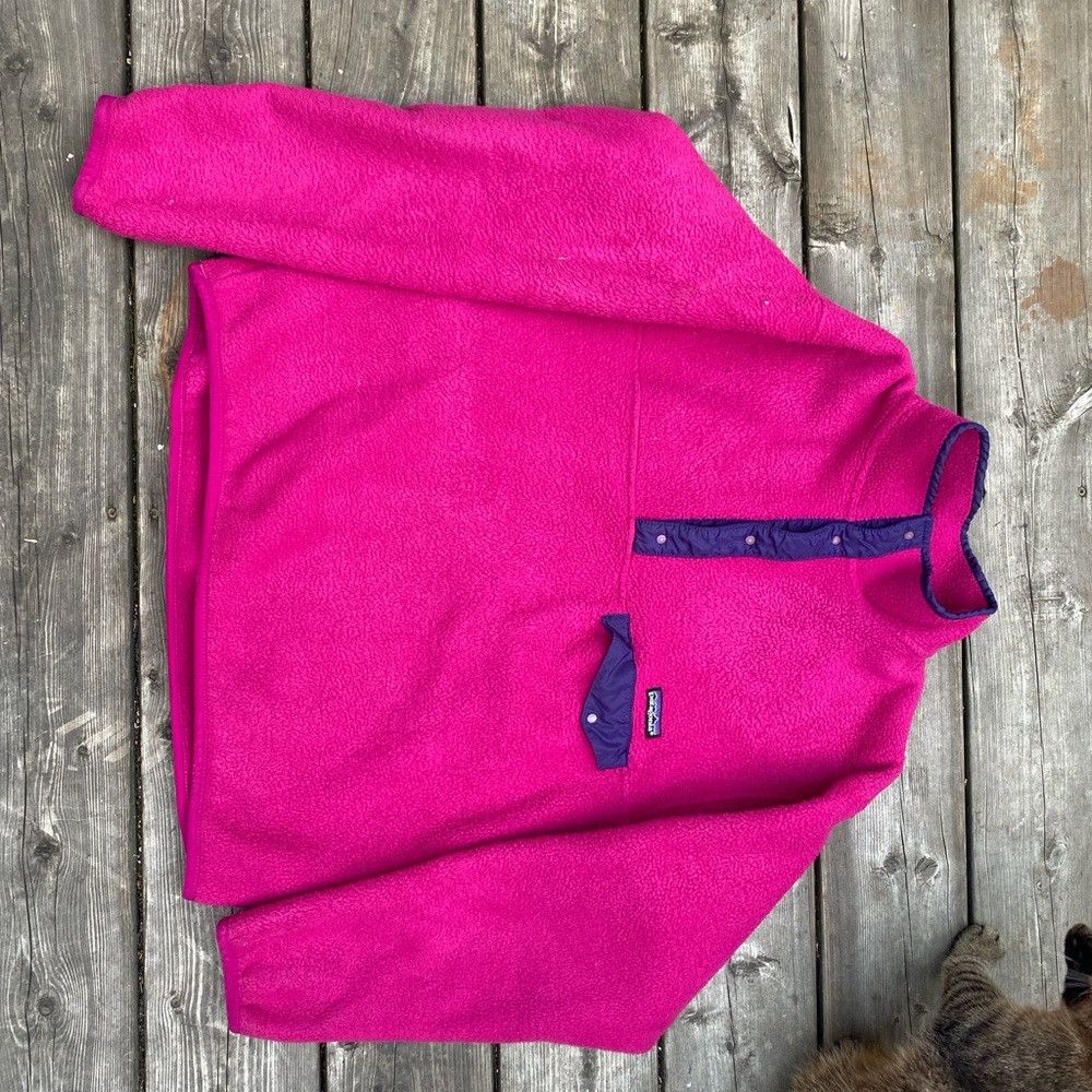 Patagonia × Vintage Vintage 90s Patagonia Snap Fleece Sweater Large Pink Size US L / EU 52-54 / 3 - 8 Thumbnail