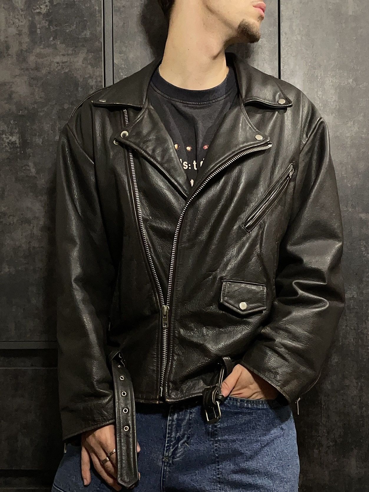 Vintage Vintage 90s Leather Biker Jacket Size US L / EU 52-54 / 3 - 2 Thumbnail