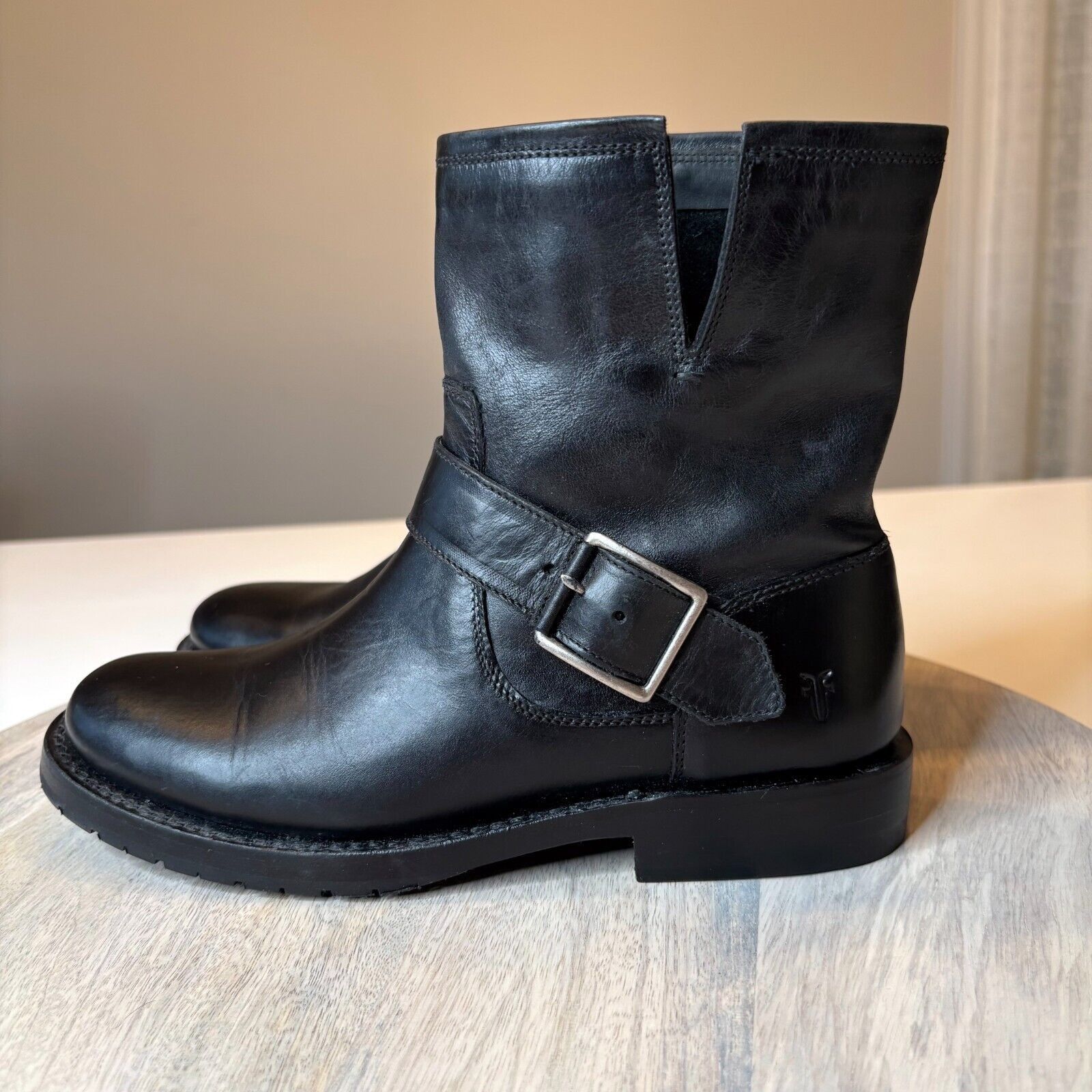 Frye Frye Natalie Engineer Black Leather Short Ankle Boots Sz 5.5 Size US 5.5 / IT 35.5 - 2 Thumbnail