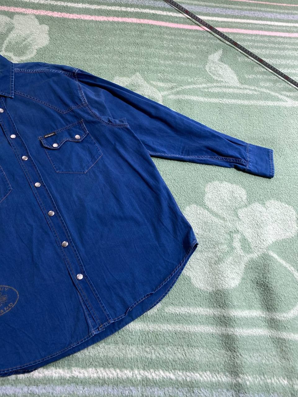 Harley Davidson × Vintage Vintage Y2K Harley Davidson Denim Skull Mechanic Shirt Size US XL / EU 56 / 4 - 13 Thumbnail
