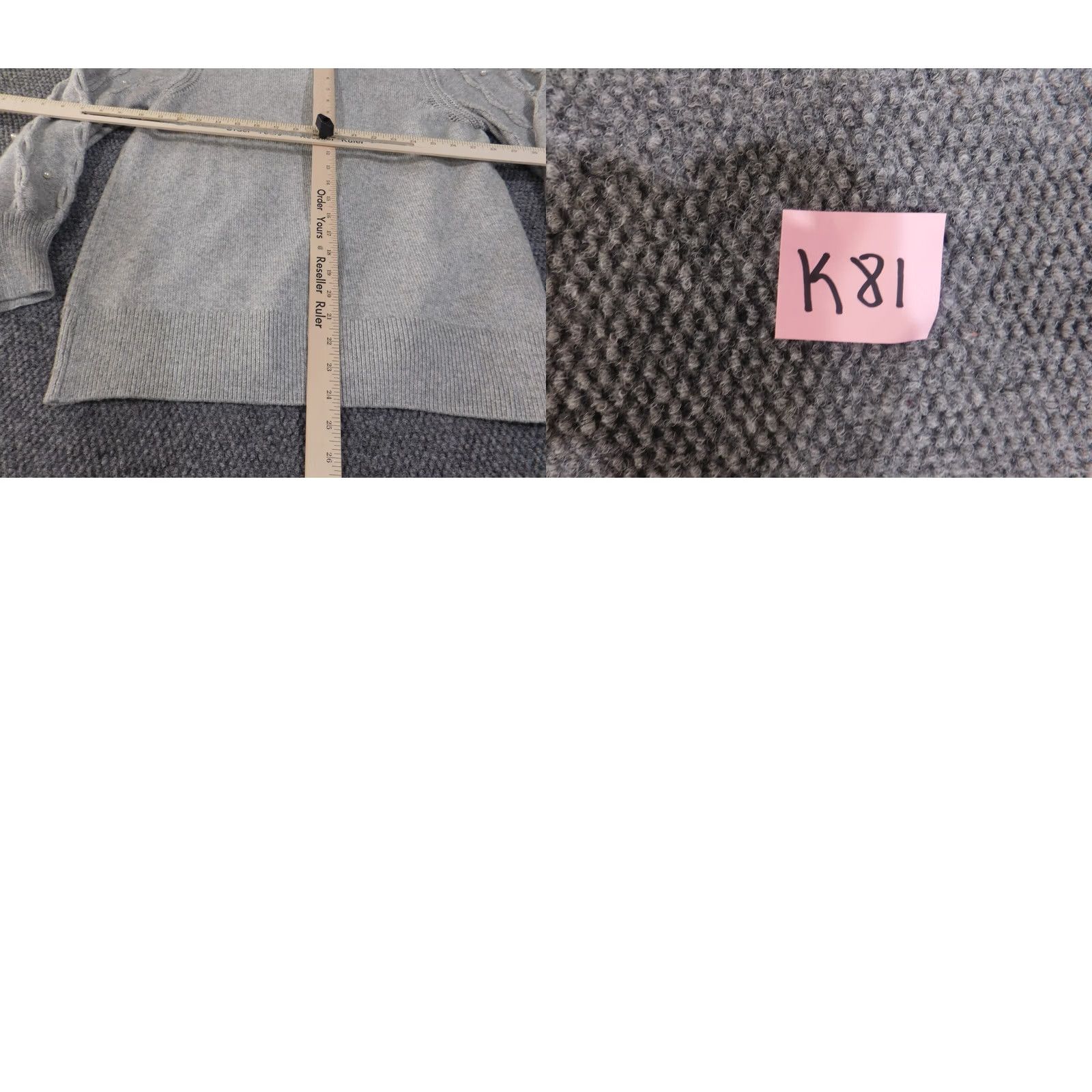 Vintage Crown & Ivy Sweater 1X Gray Beaded Cable-Knit Raglan Sleeve Pullover Womens Knit Polyester Viscose Crew Neck Casual Modern Size XL / US 12-14 / IT 48-50 - 9 Thumbnail