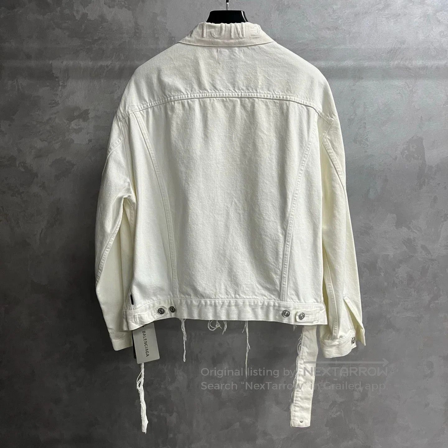Balenciaga Balenciaga White Denim Jacket with Ribbons. Size M / US 6-8 / IT 42-44 - 6 Thumbnail