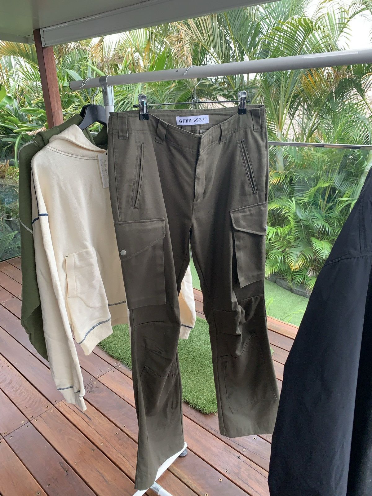 CMMAWEAR Cmmawear Hourglass Backzip Cargo Pants (Dark Sage Green) Size US 32 / EU 48 - 1 Thumbnail