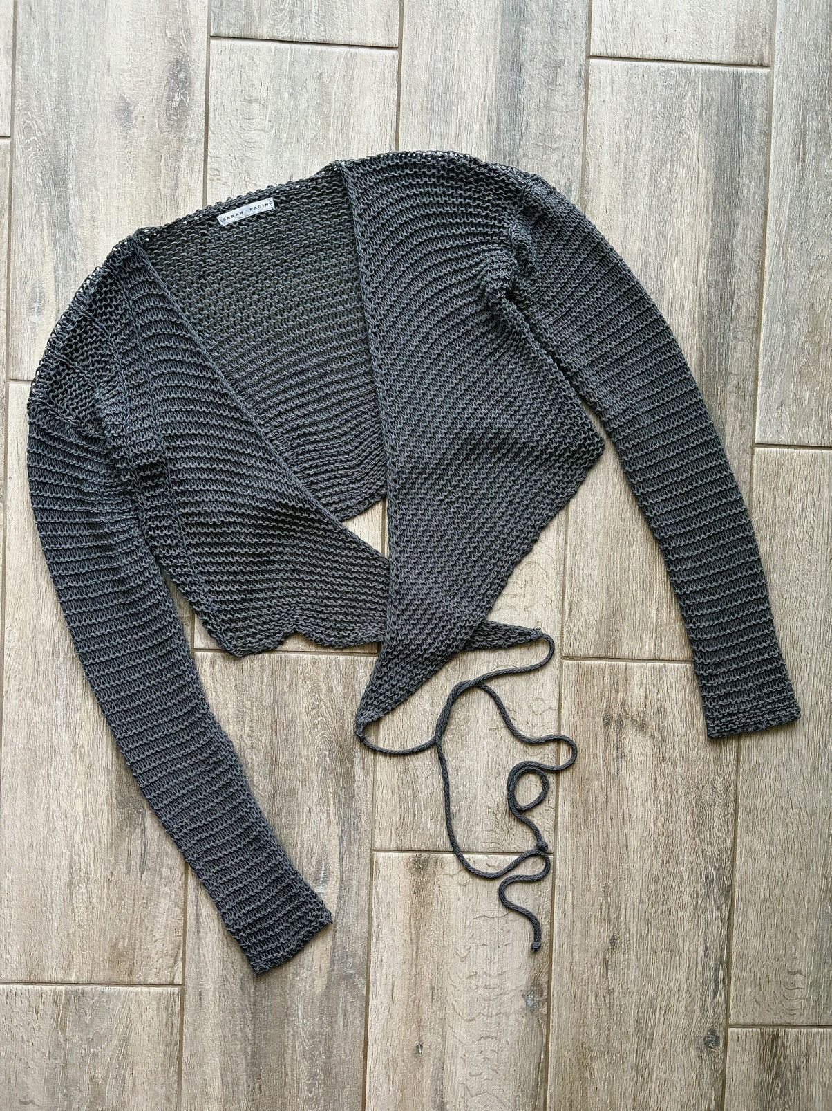 Sarah Pacini Sarah Pacini Black Chain Mail Mesh Knit Cropped Cardigan S-M Size S / US 4 / IT 40 - 1 Thumbnail