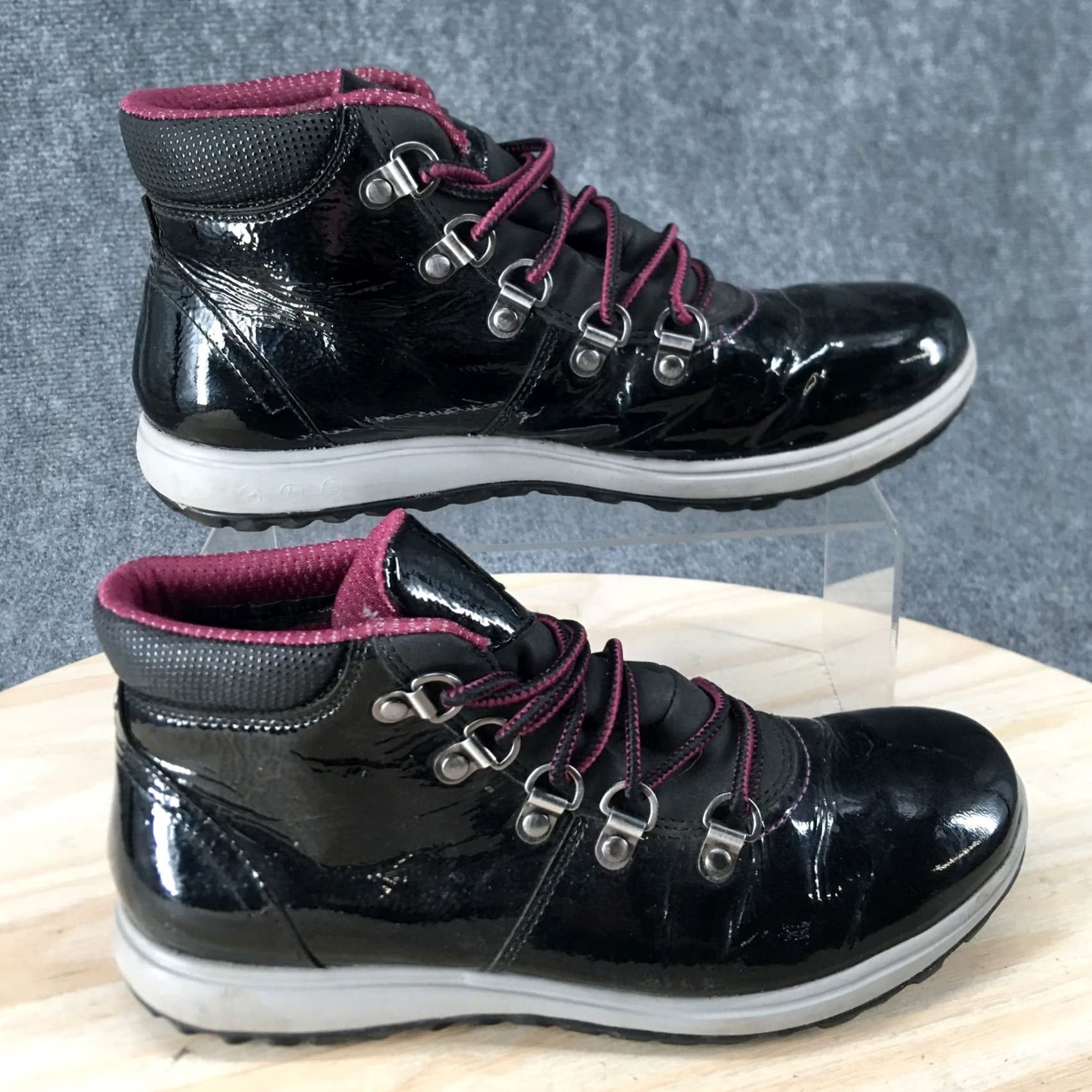Rockport Rockport XCS Boots Womens 7.5 M Britt Alpine Snow Black Patent Leather Lace Up Size US 8 / IT 38 - 2 Thumbnail