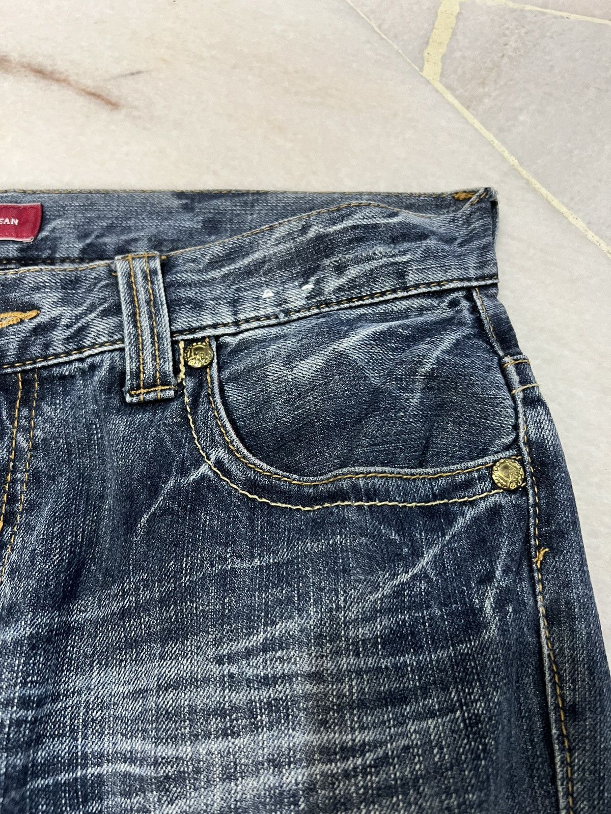 If Six Was Nine × Le Grande Bleu (L.G.B.) JAPANESE BRAND ANTI-LABEL FLARE JEANS VERY RARE Size US 31 - 7 Thumbnail