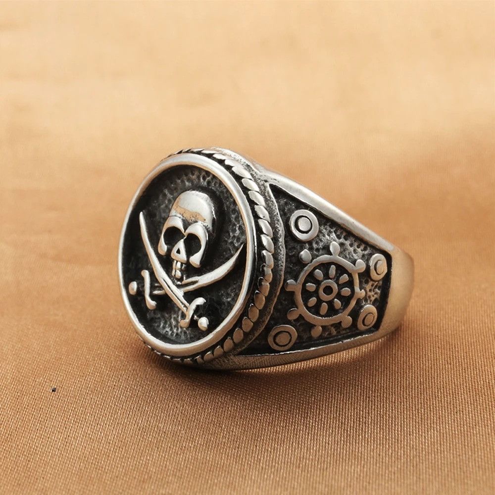 Vintage Vintage Stamp Skull Ring Size 28 - 2 Thumbnail