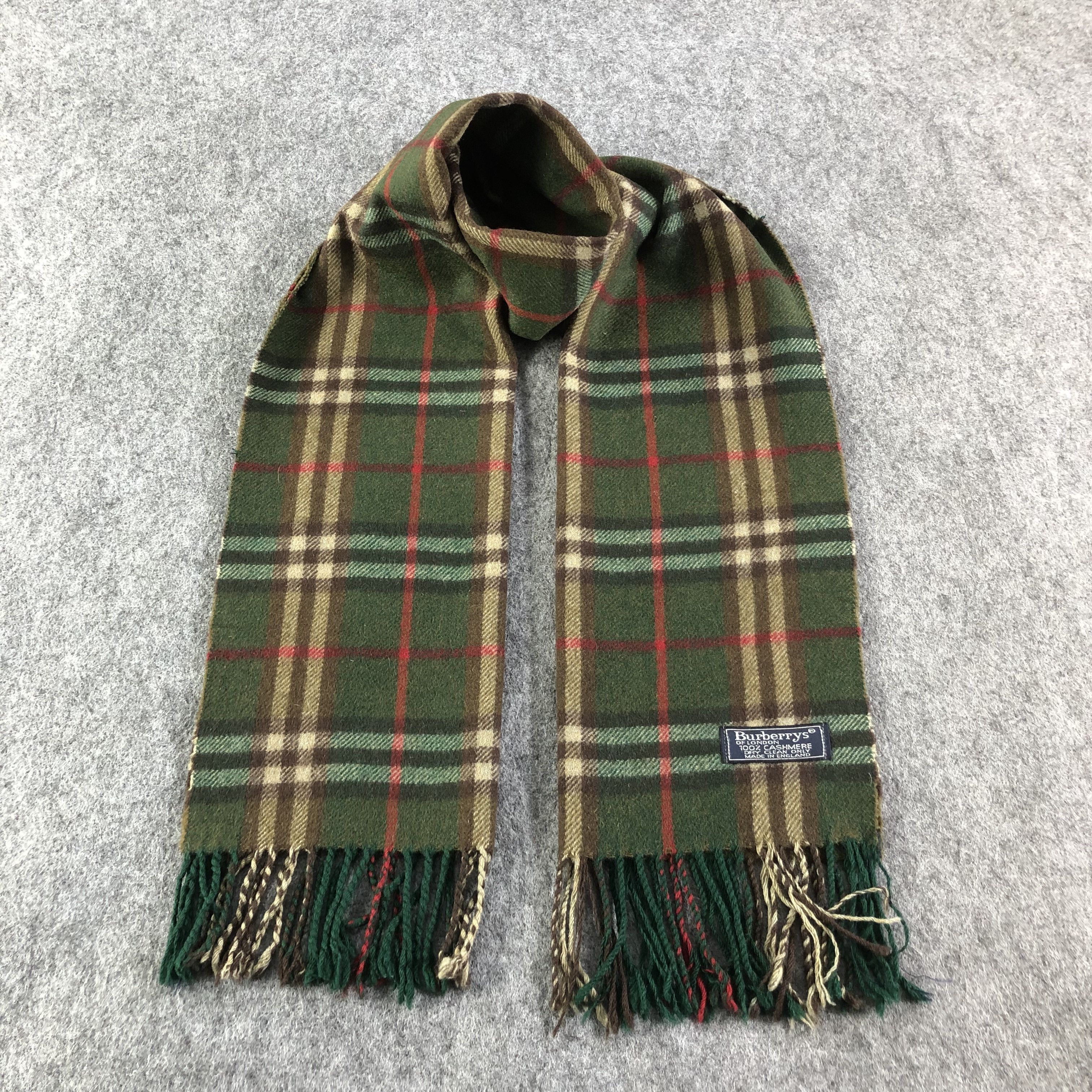 Burberry Burberrys Green Nova Check Cashmere Scarf Muffler V1631 Size ONE SIZE - 1 Thumbnail