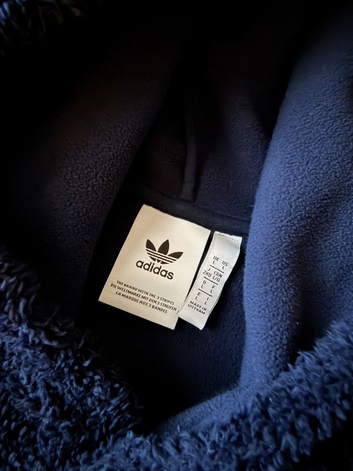 Adidas Adidas Originals "Sherpa" Fleece Trefoil Hoodie - Navy Blue Size US L / EU 52-54 / 3 - 3 Thumbnail