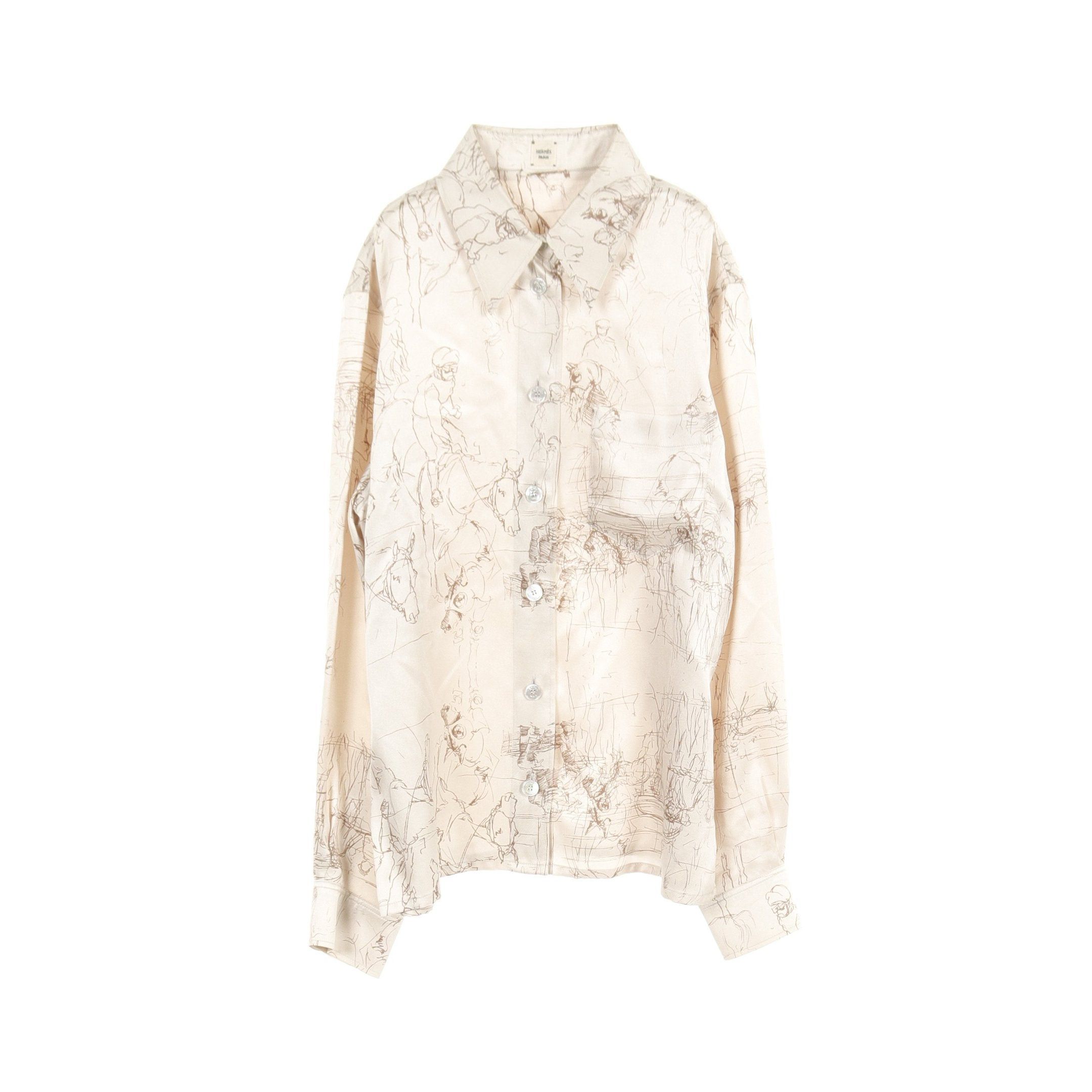 image of Hermes Shirt Horse Silk Beige, Men's