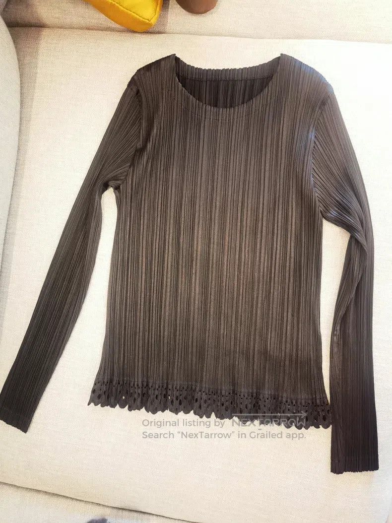 Issey Miyake Issey Miyake Black Window Grille Hollow Hem Crew Neck Pull Size M / US 6-8 / IT 42-44 - 9 Thumbnail