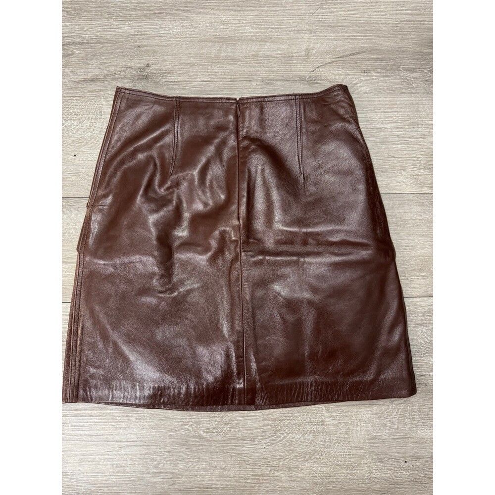 Sandro Sandro Brown Leather Mini Skirt High Waist Pockets Size 1 Size 26" / US 2 / IT 38 - 4 Thumbnail
