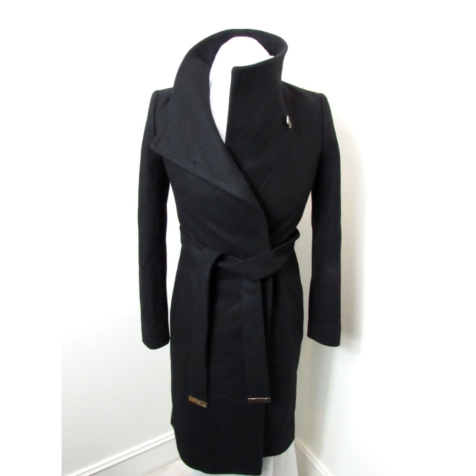 Ted Baker Ted Baker Coat Womens 12 Black London Ellegant Cashmere Wool Blend Wrap SIZE Size XL / US 12-14 / IT 48-50 - 3 Thumbnail