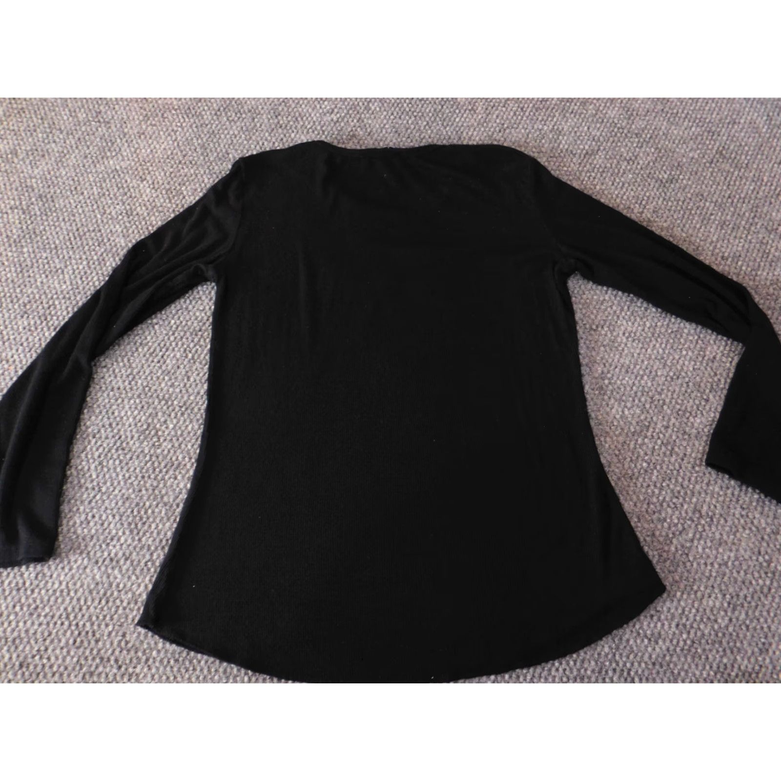 Vintage Magaschoni Womens Sweater S black pullover stretch rayon classic Puff Sleeve Bow Button Crew Neck Knit Thermal Size S / US 4 / IT 40 - 5 Thumbnail