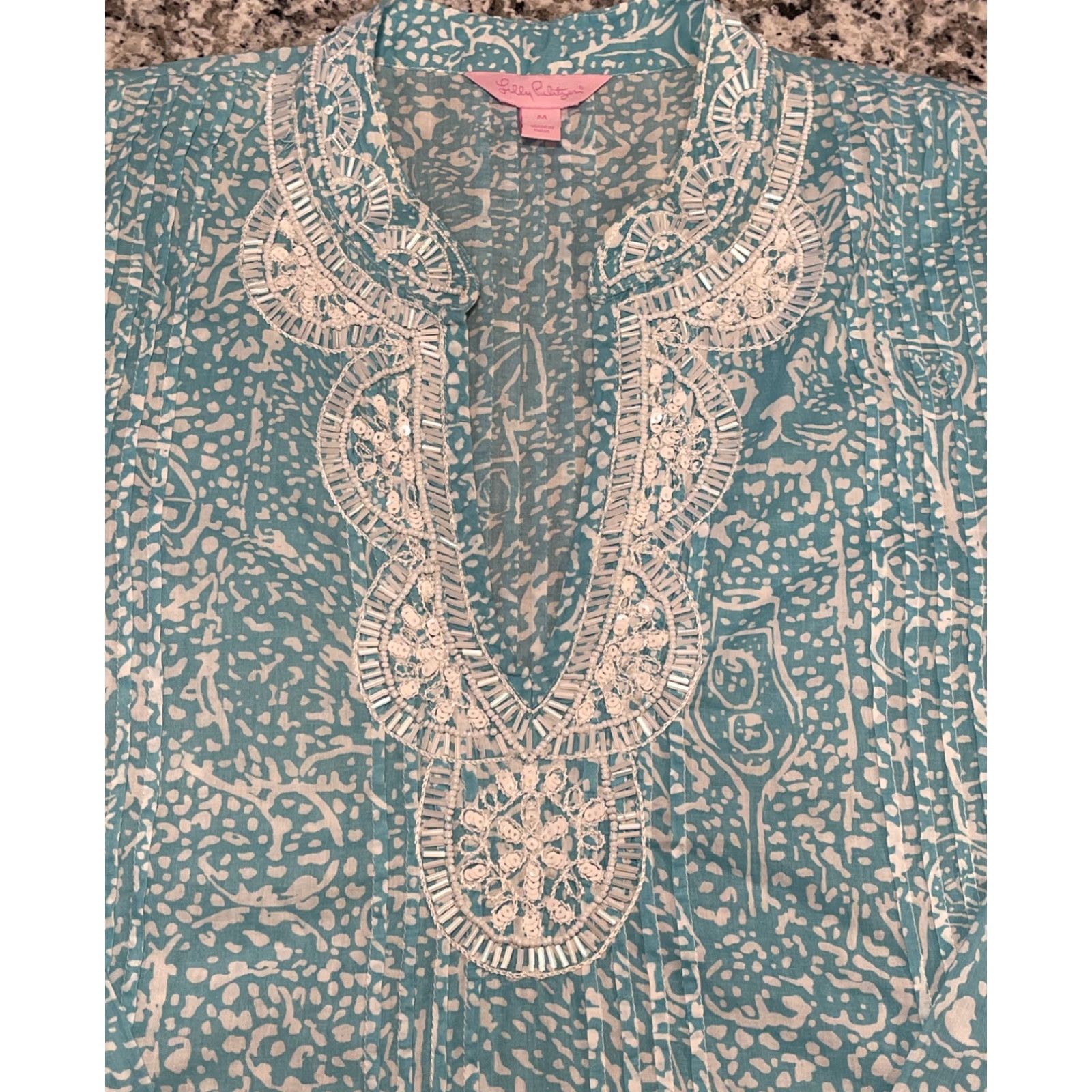 Lilly Pulitzer Lilly Pulitzer Sarasota Beaded Tunic Shorely Blue Ice Cake Medium Tunic Women M Blue Beaded Sarasota Tunic Lilly Pulitzer Medium Women Size M / US 6-8 / IT 42-44 - 3 Thumbnail
