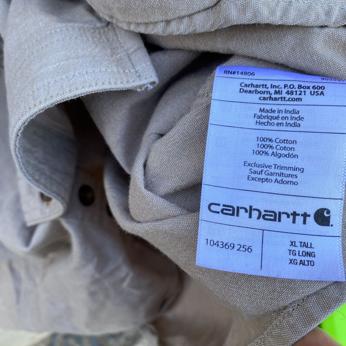 Carhartt Carhartt Mens XL Tall Loose Fit Shirt Work Utility Size US XL / EU 56 / 4 - 6 Thumbnail