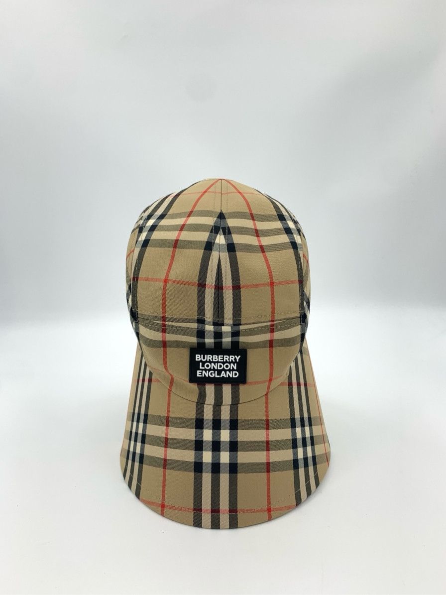Burberry Burberry Letter Logo Patch Classic Checkered Baseball Cap Size ONE SIZE - 1 Thumbnail