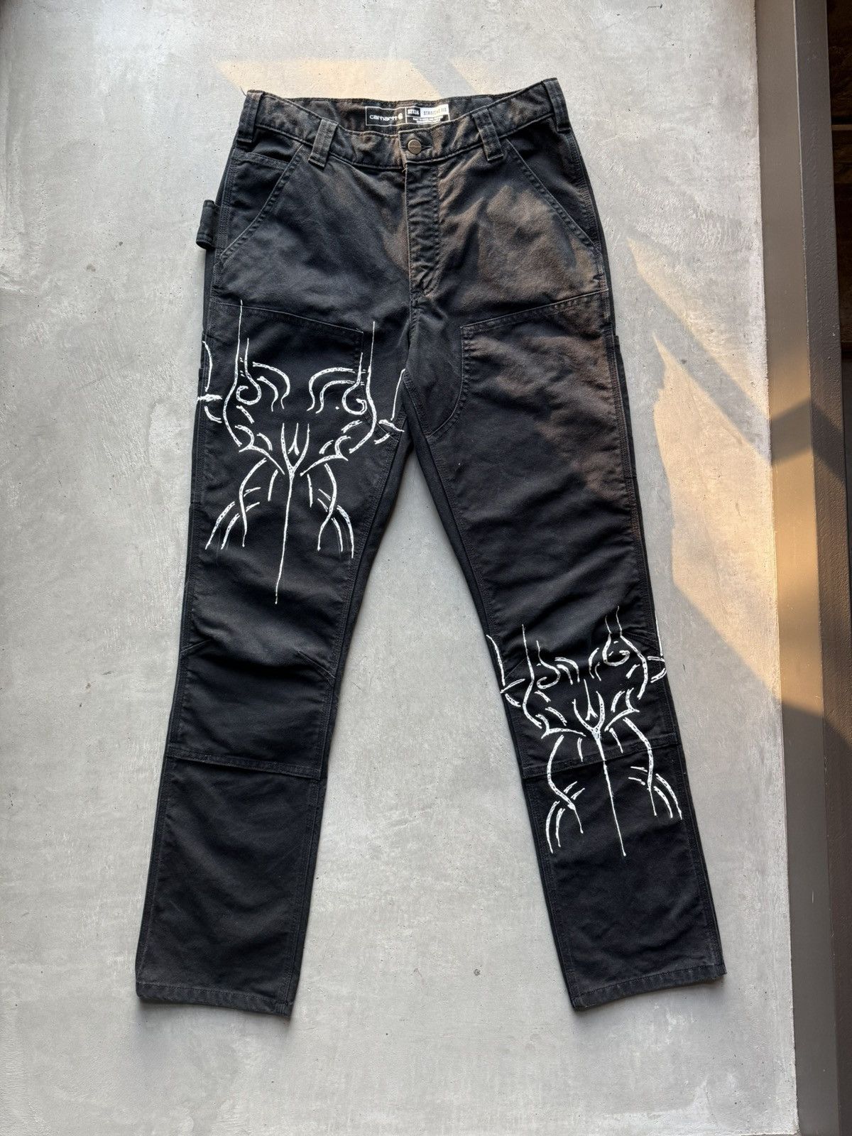 Carhartt × Vintage Vintage black carhartt straight leg carpenter tattoo pants Size US 32 / EU 48 - 1 Thumbnail
