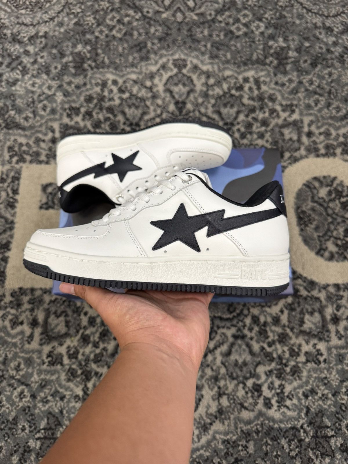 Bape × JJJJound JJJJound A Bathing Ape Bapesta White/Navy FAST SHIPPING Size US 5 / EU 37 - 2 Thumbnail