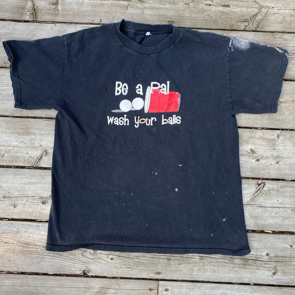 Vintage Vintage 'Be a Pal Wash Your Balls' Cup Pong Graphic T Shirt Size US L / EU 52-54 / 3 - 3 Thumbnail