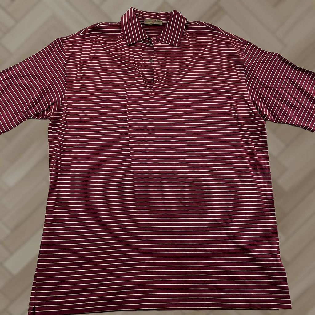 Vintage Luciano Barbera Short Sleeve Striped Polo Shirt Men's XL Maroon Red Shirt Mens XL Striped Polo Luciano Barbera Size US XL / EU 56 / 4 - 1 Thumbnail