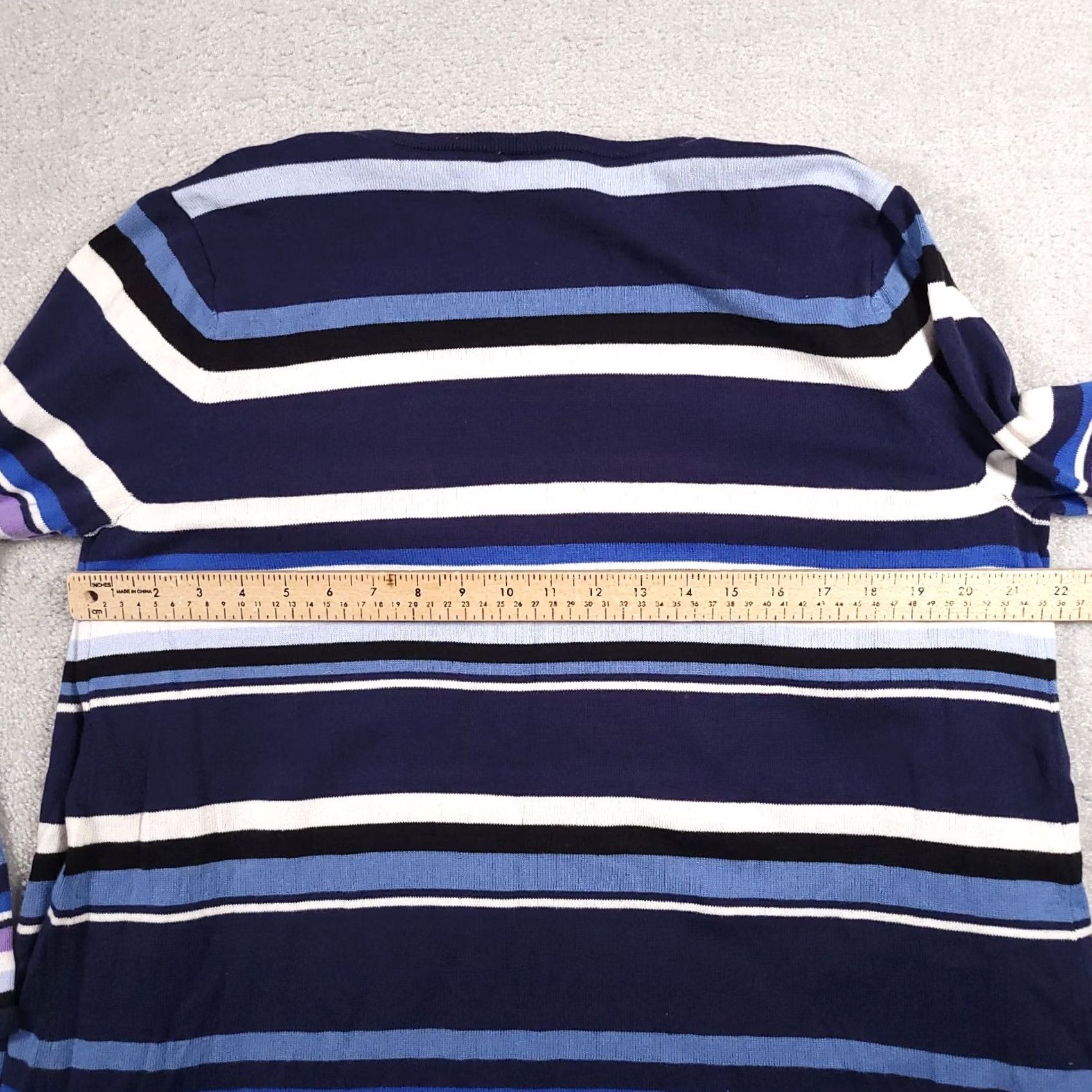 Blair Blair Cardigan Sweater Open Front Women Large Blue Stripe Long Sleeve Heavy Knit Regular Sleeve Size L / US 10 / IT 46 - 7 Thumbnail